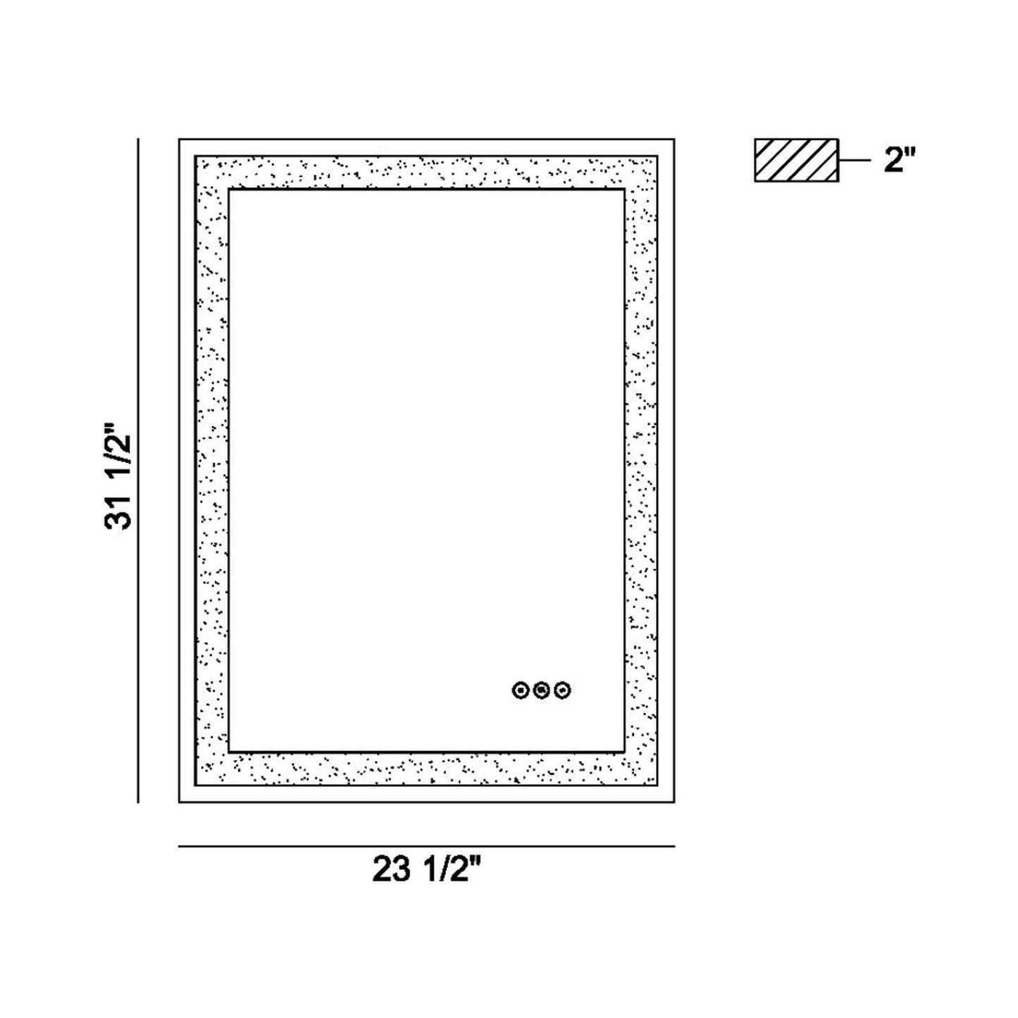 Silvana Rectangle LED Wall Mirror - line drawing.