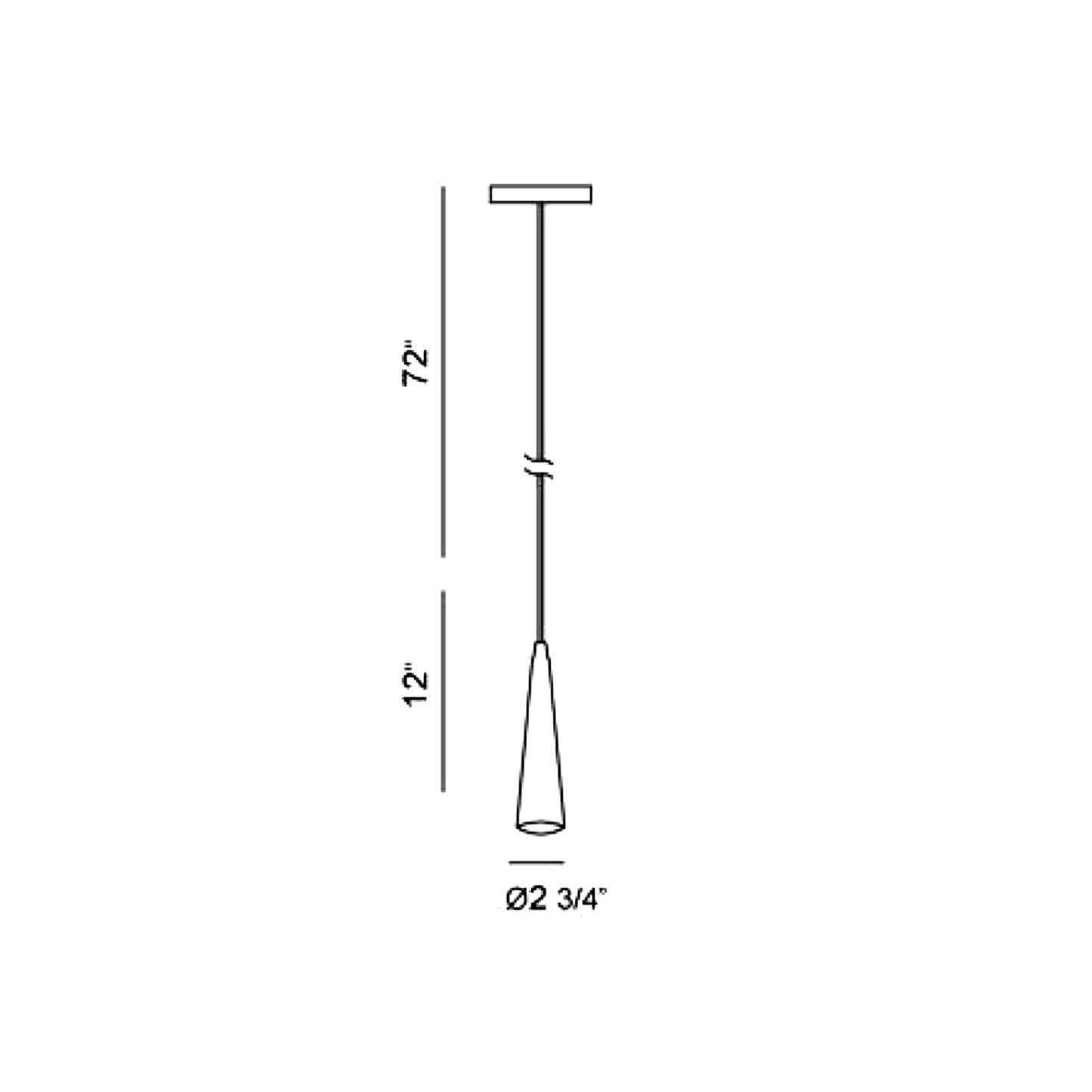 Sliver Pendant Light - line drawing.