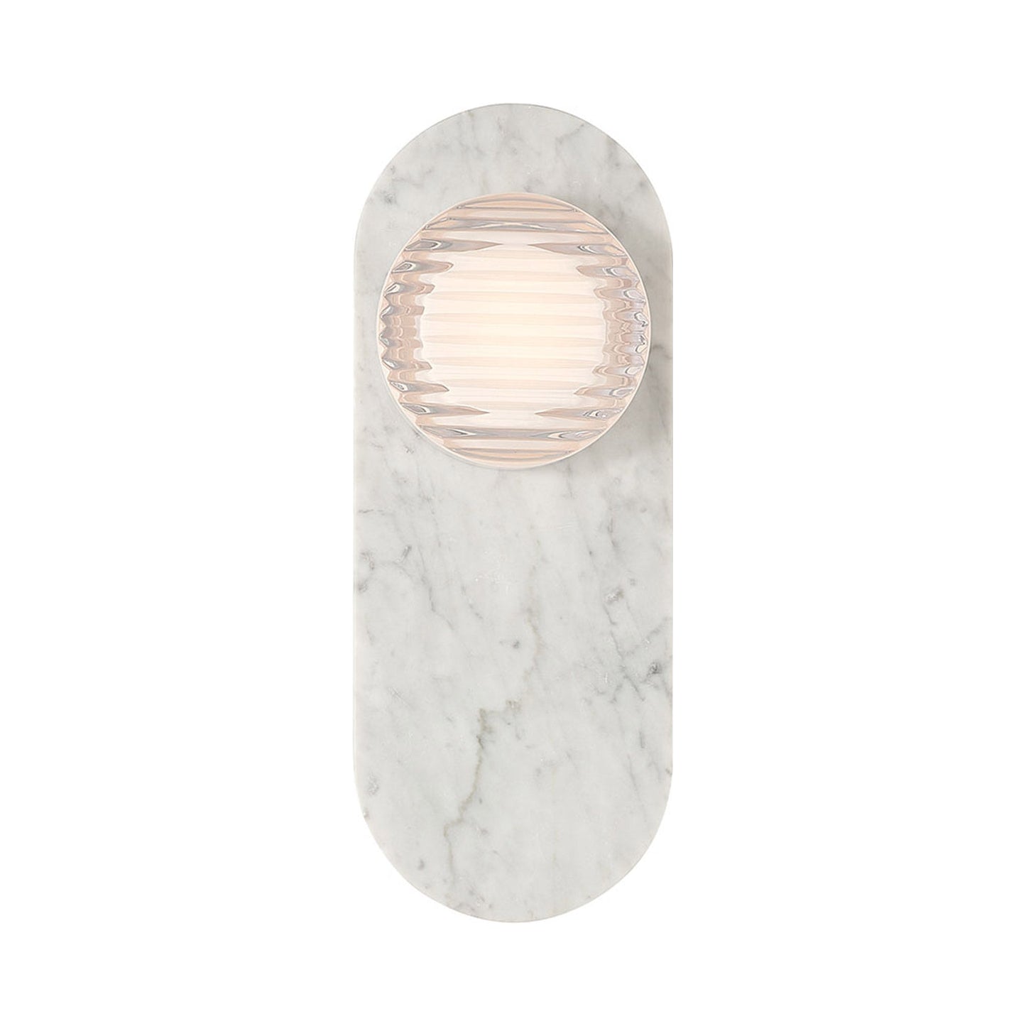 Sternn Outdoor LED Wall Light in Marble White/Clear Ribbed Glass.
