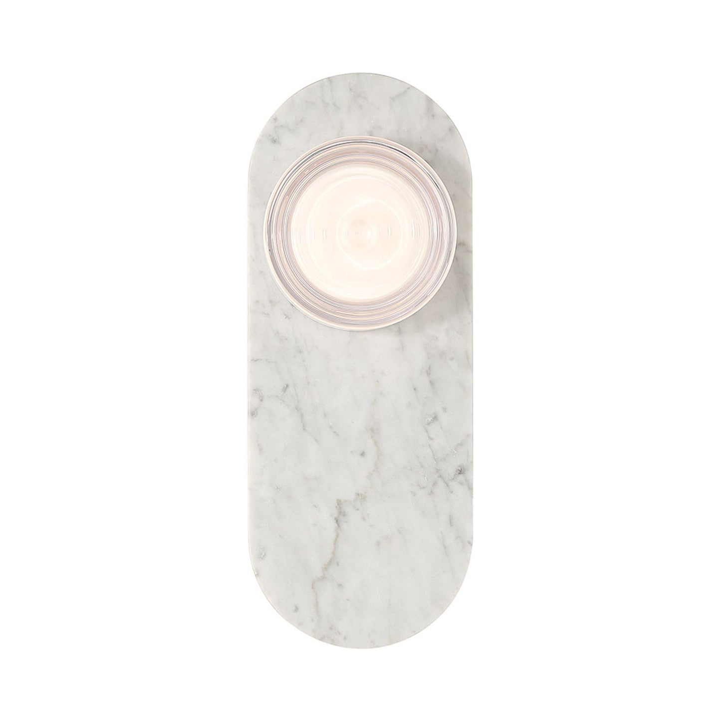 Sternn Outdoor LED Wall Light in Marble White/Clear Wave Glass.