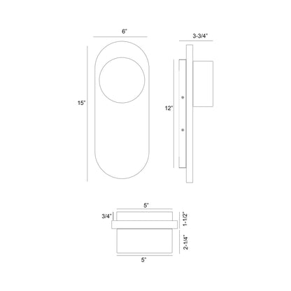 Sternn Outdoor LED Wall Light - line drawing.