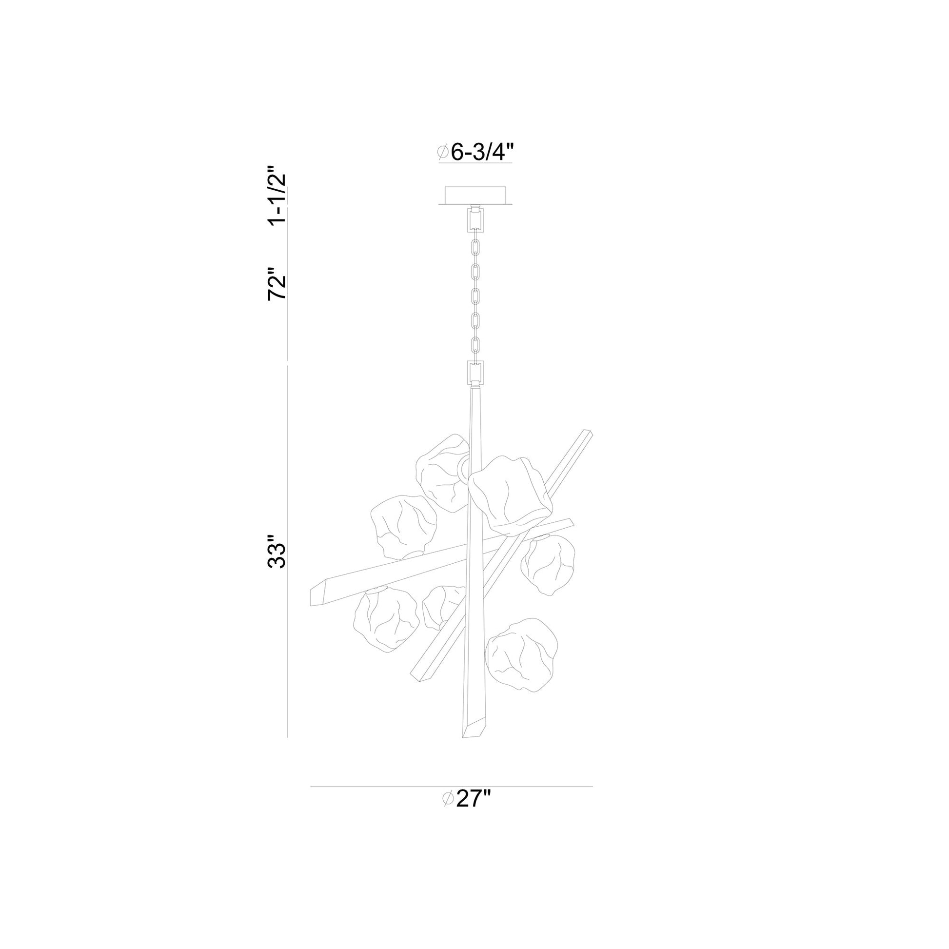 Thorah LED Chandelier - line drawing.