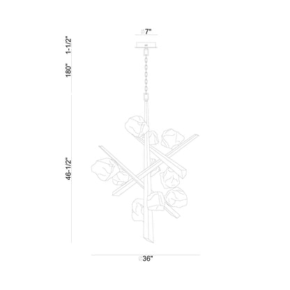 Thorah LED Chandelier - line drawing.