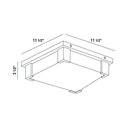 Thornhill Outdoor LED Flush Mount Ceiling Light - line drawing.