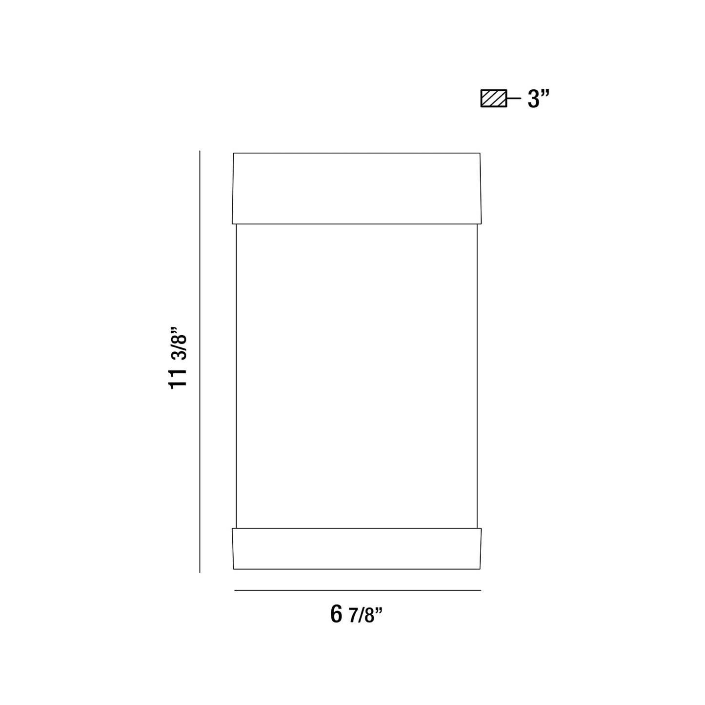Tiffany Outdoor LED Wall Light - line drawing.