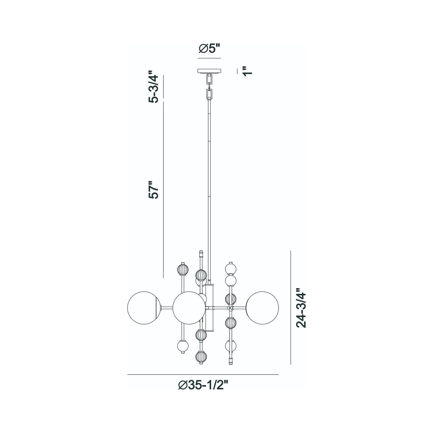 Traiton Chandelier - line drawing.
