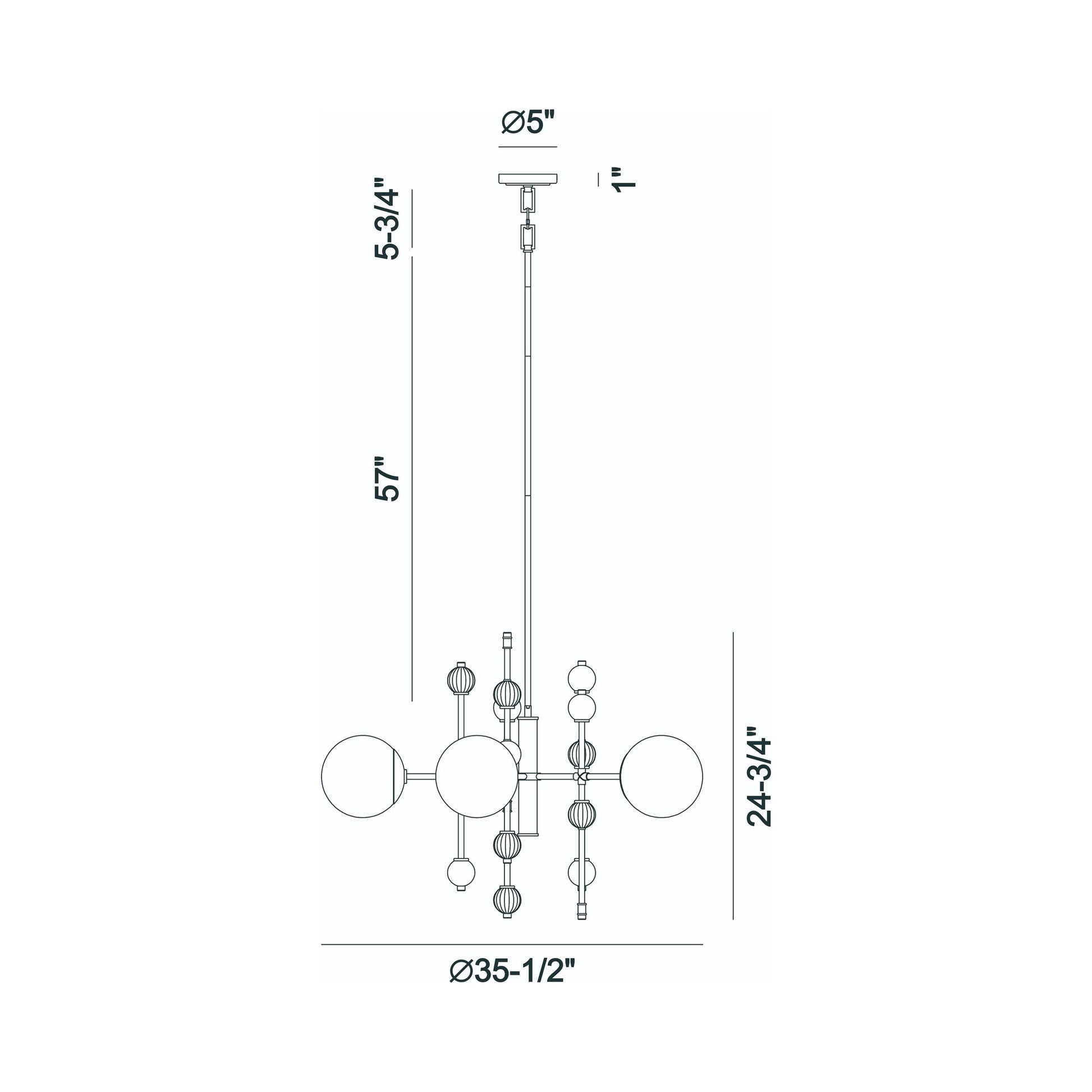 Traiton Chandelier - line drawing.