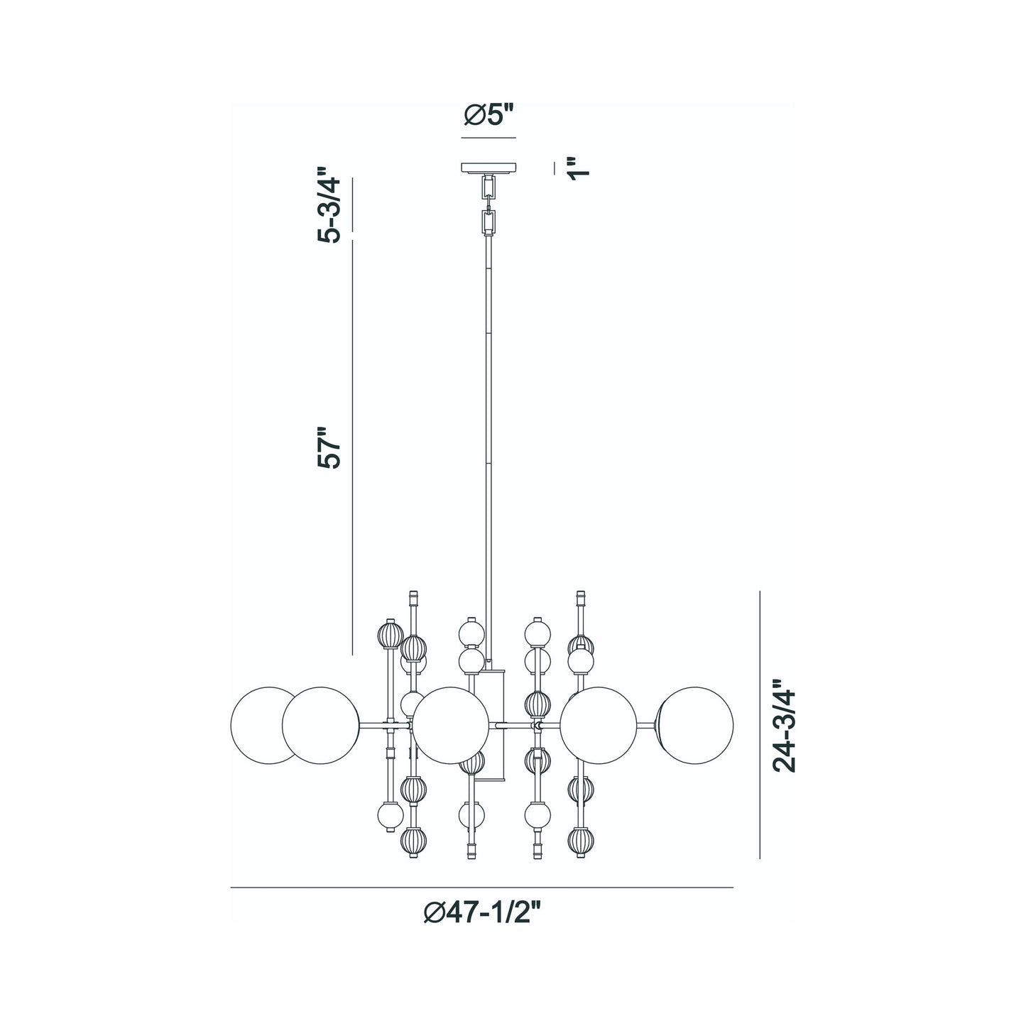 Traiton Chandelier - line drawing.