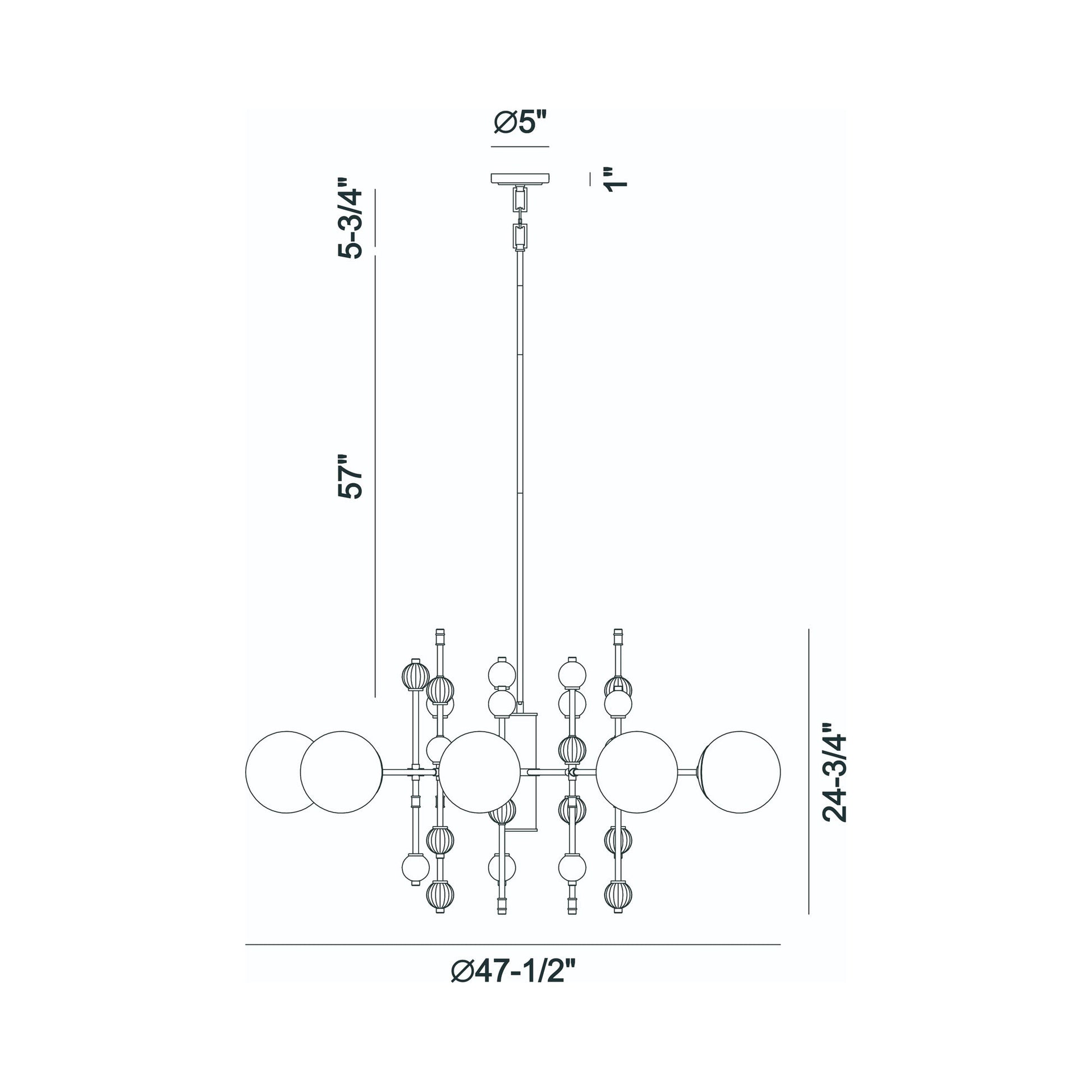 Traiton Chandelier - line drawing.