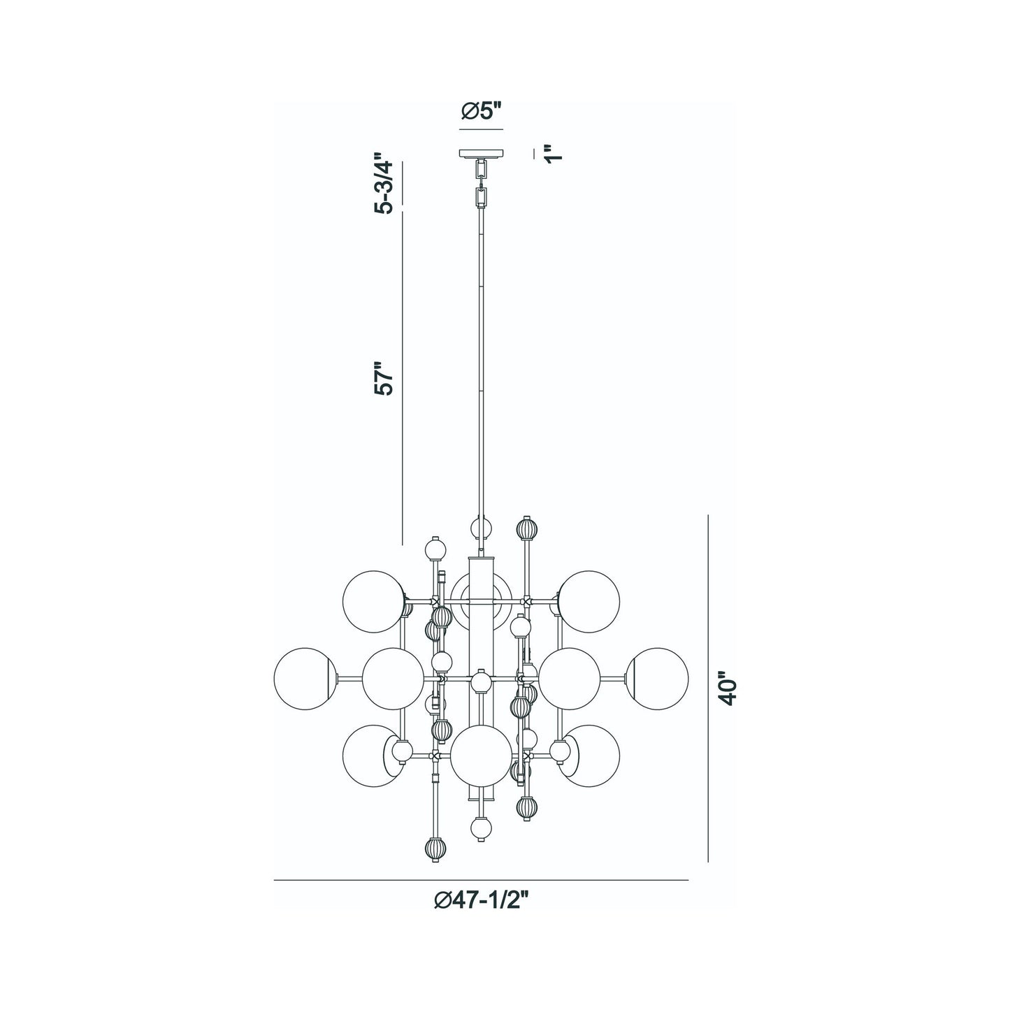 Traiton Chandelier - line drawing.
