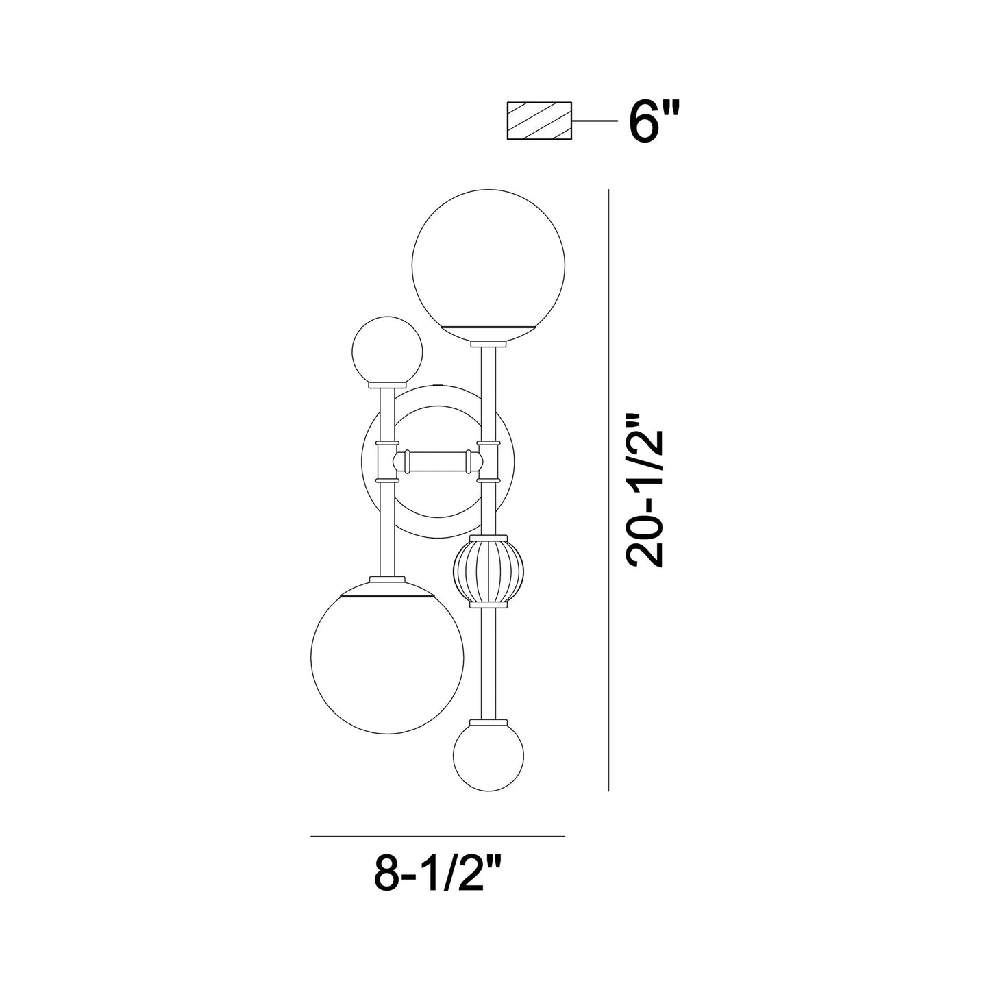 Traiton Wall Light - line drawing.