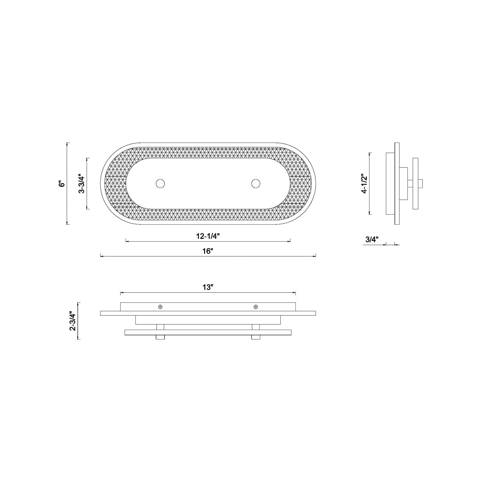 Tramore LED Wall Light - line drawing.
