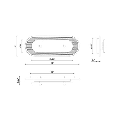 Tramore LED Wall Light - line drawing.