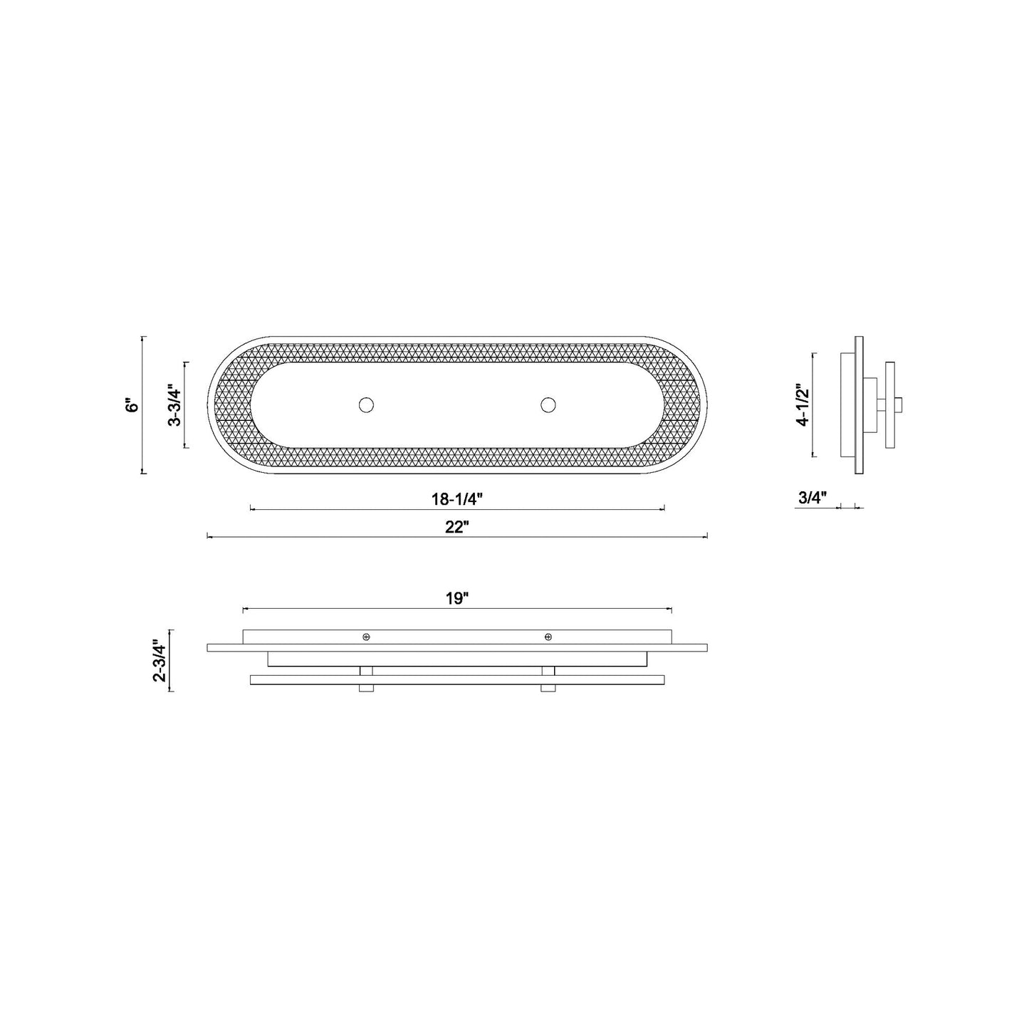 Tramore LED Wall Light - line drawing.