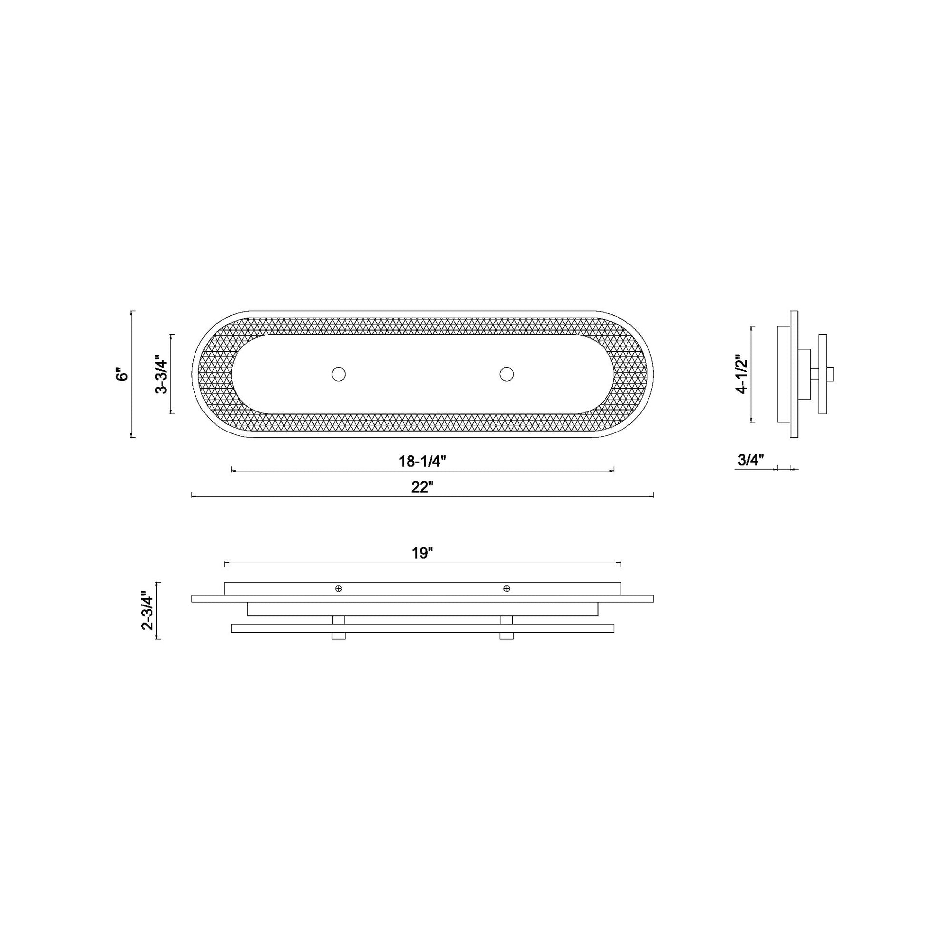 Tramore LED Wall Light - line drawing.