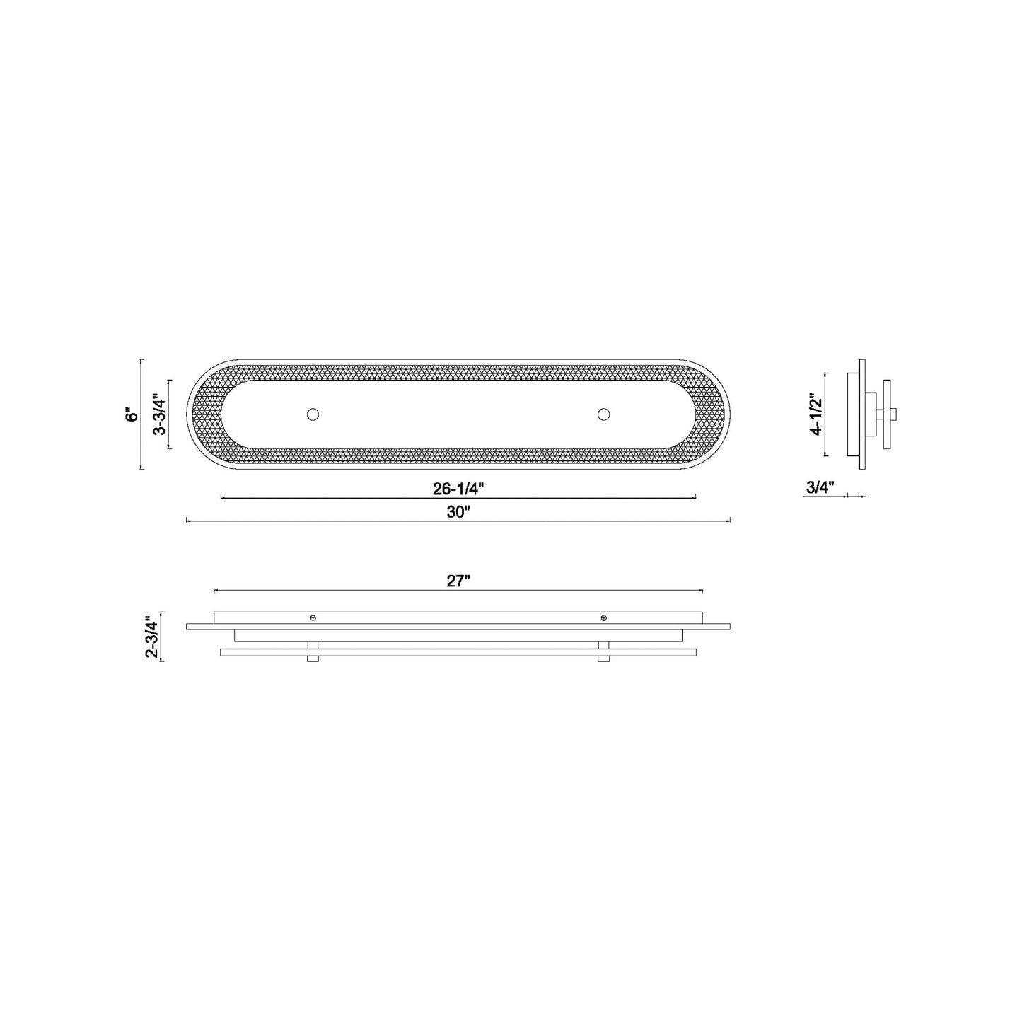 Tramore LED Wall Light - line drawing.