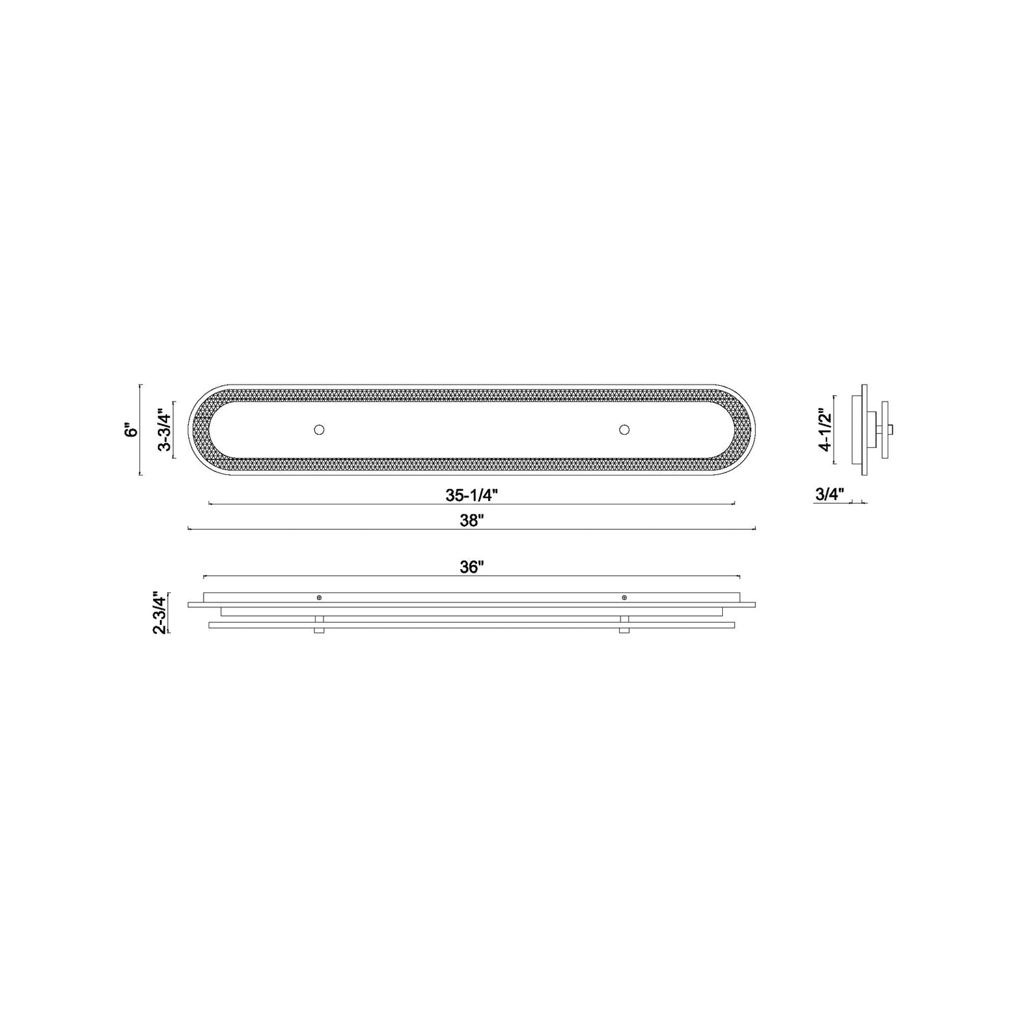 Tramore LED Wall Light - line drawing.
