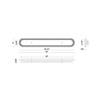 Tramore LED Wall Light - line drawing.