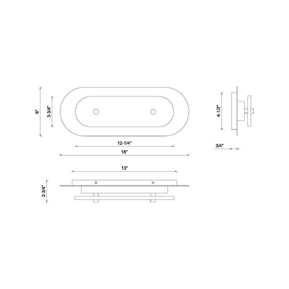 Tramore Outdoor LED Wall Light - line drawing.