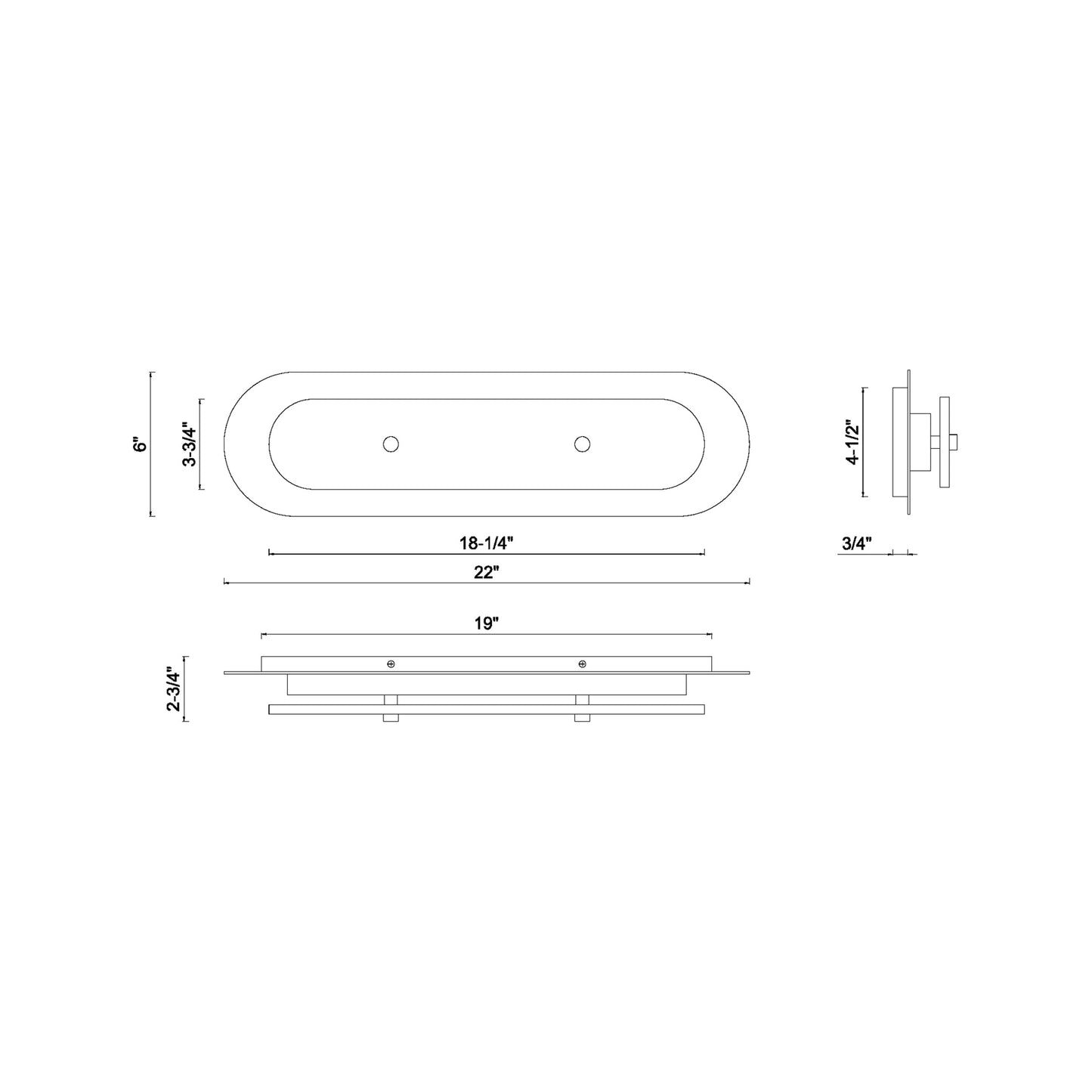 Tramore Outdoor LED Wall Light - line drawing.
