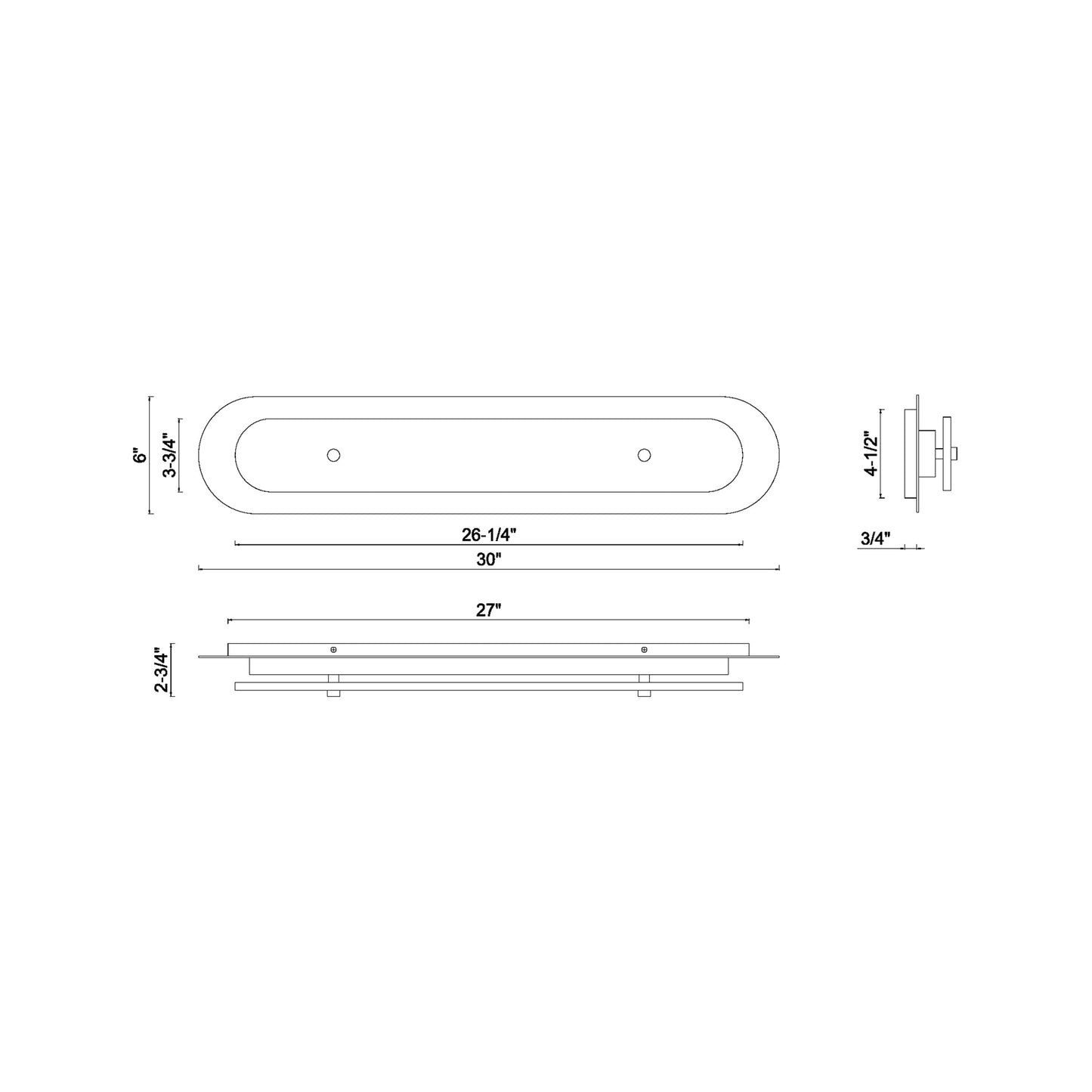 Tramore Outdoor LED Wall Light - line drawing.