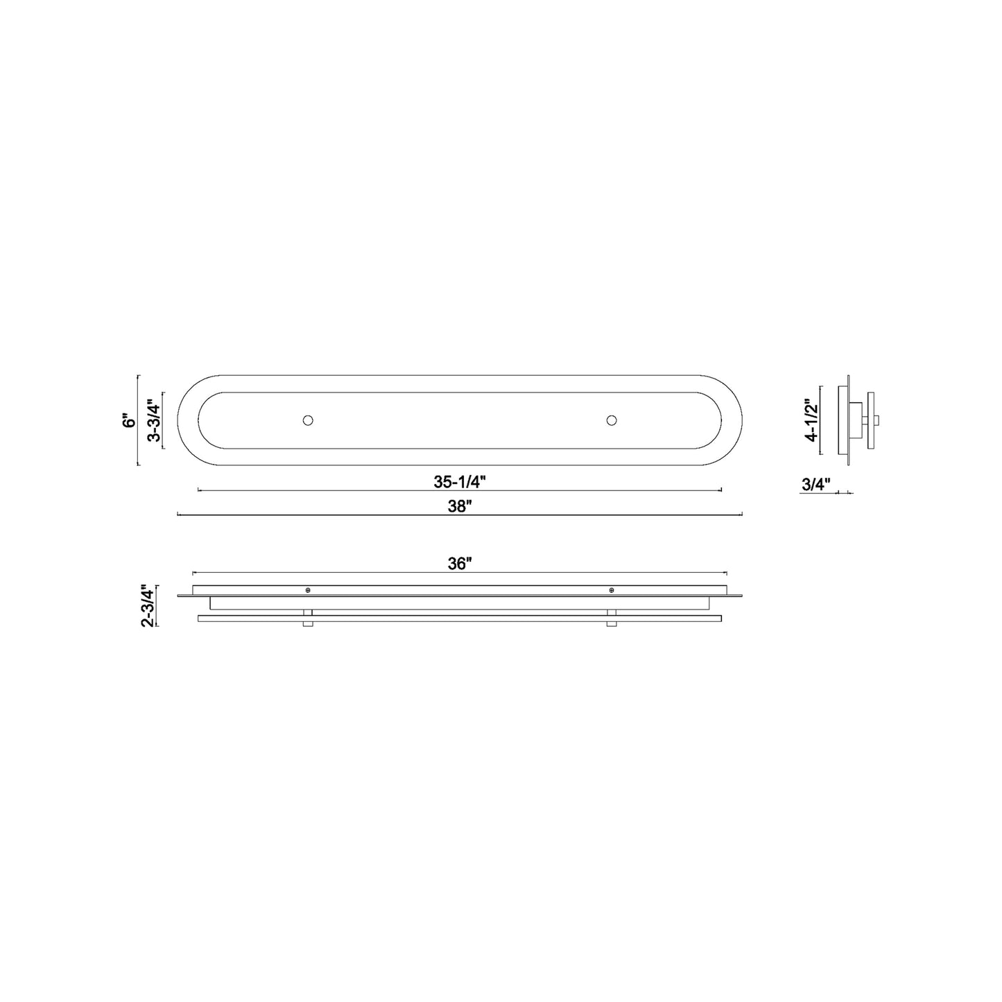 Tramore Outdoor LED Wall Light - line drawing.