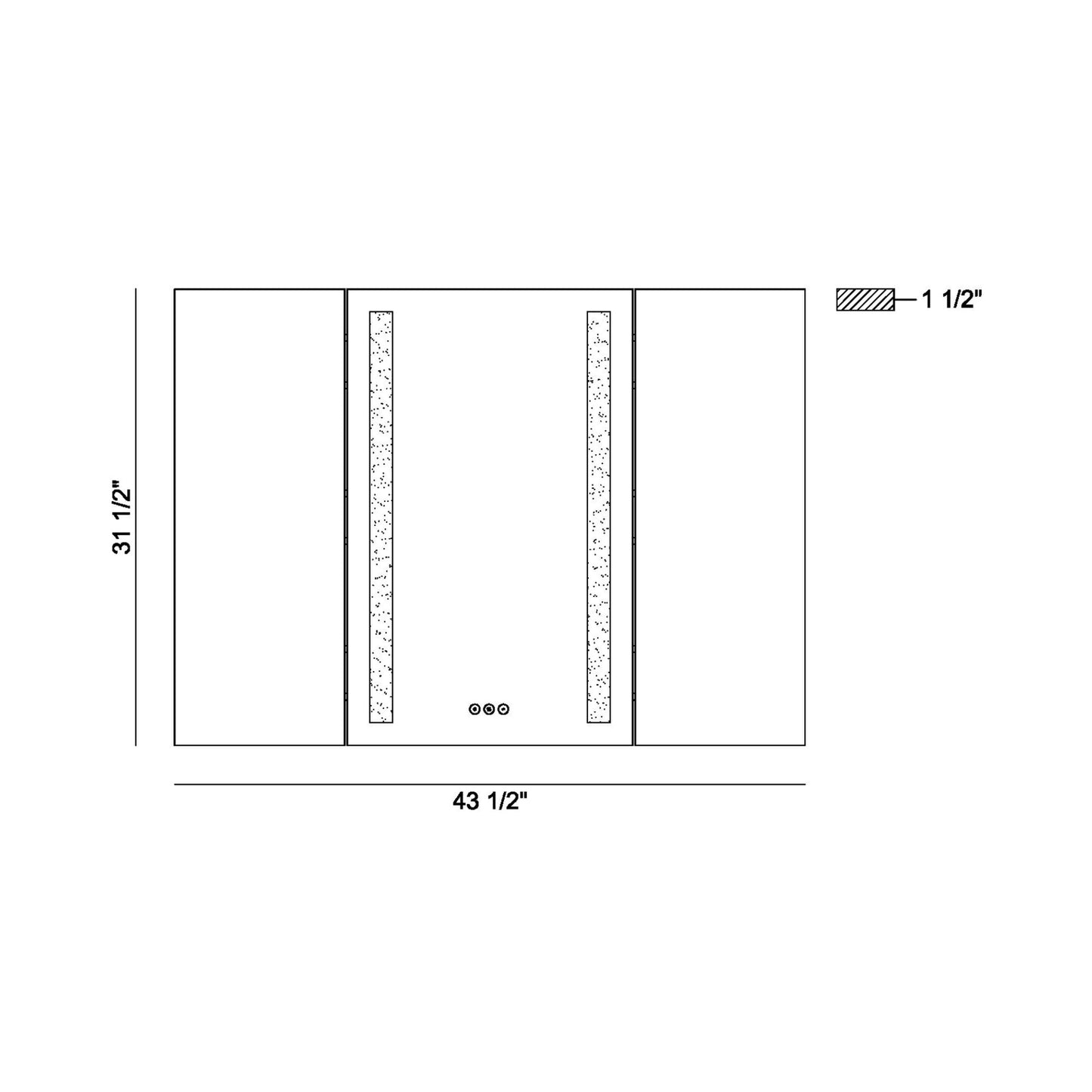 Trias LED Wall Mirror - line drawing.