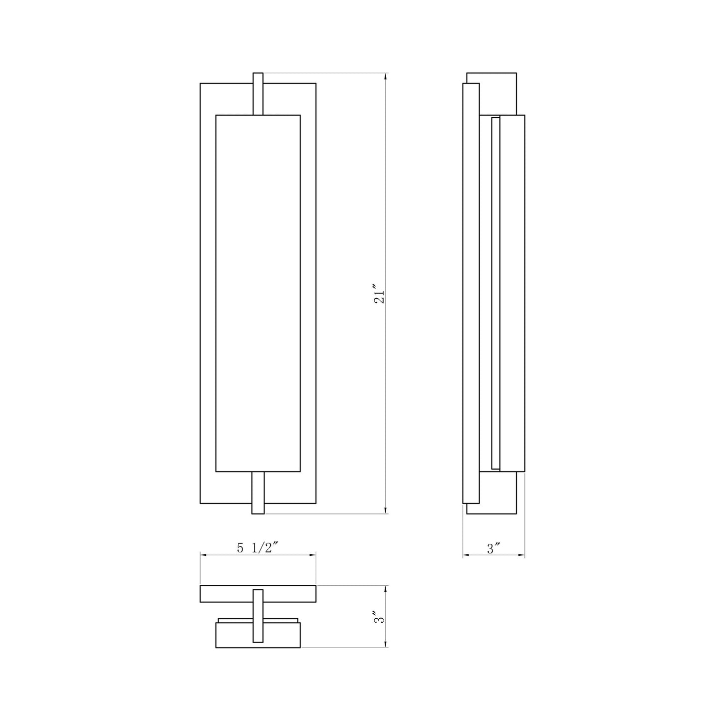 Tribek Outdoor LED Wall Light - line drawing.