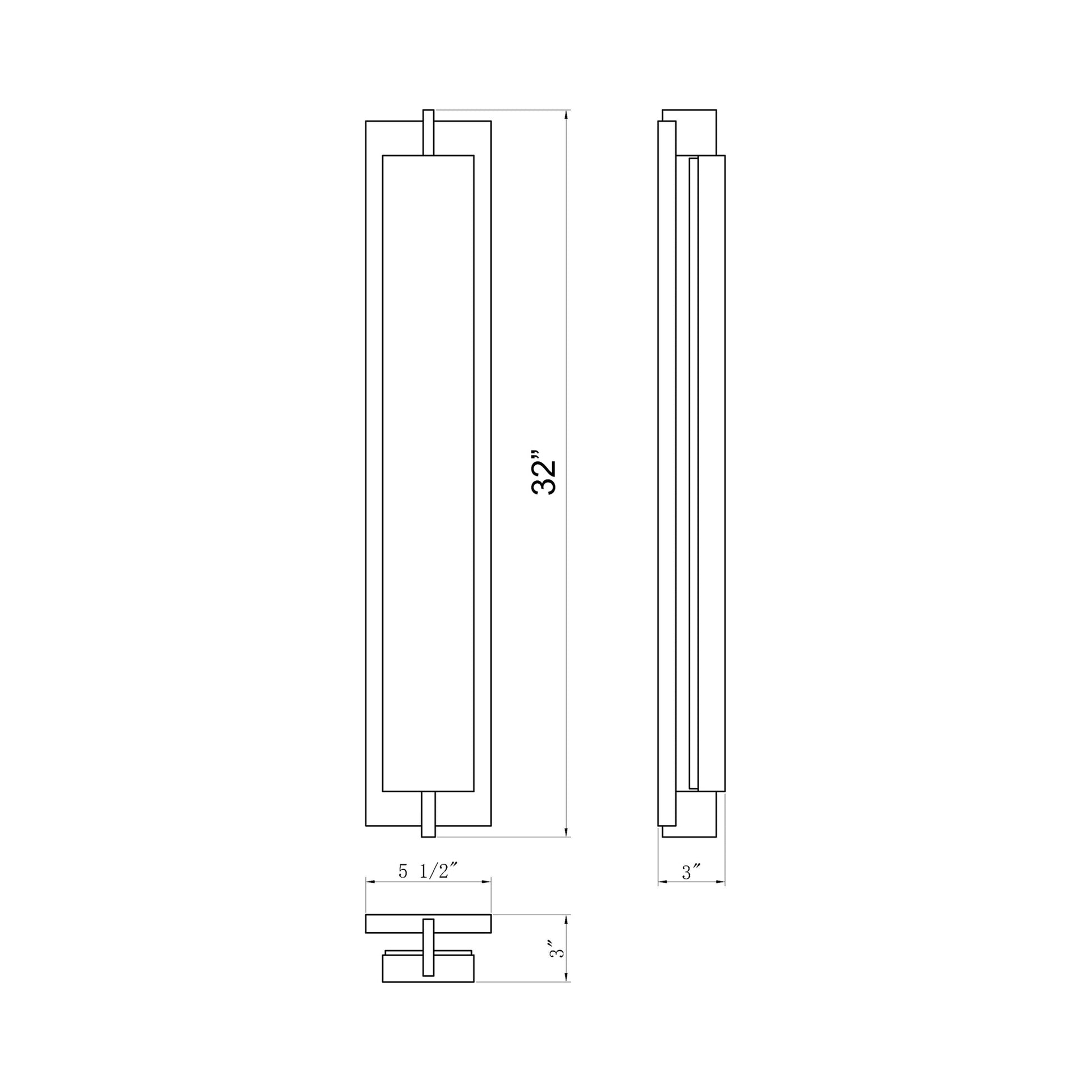 Tribek Outdoor LED Wall Light - line drawing.