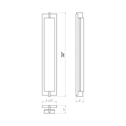 Tribek Outdoor LED Wall Light - line drawing.