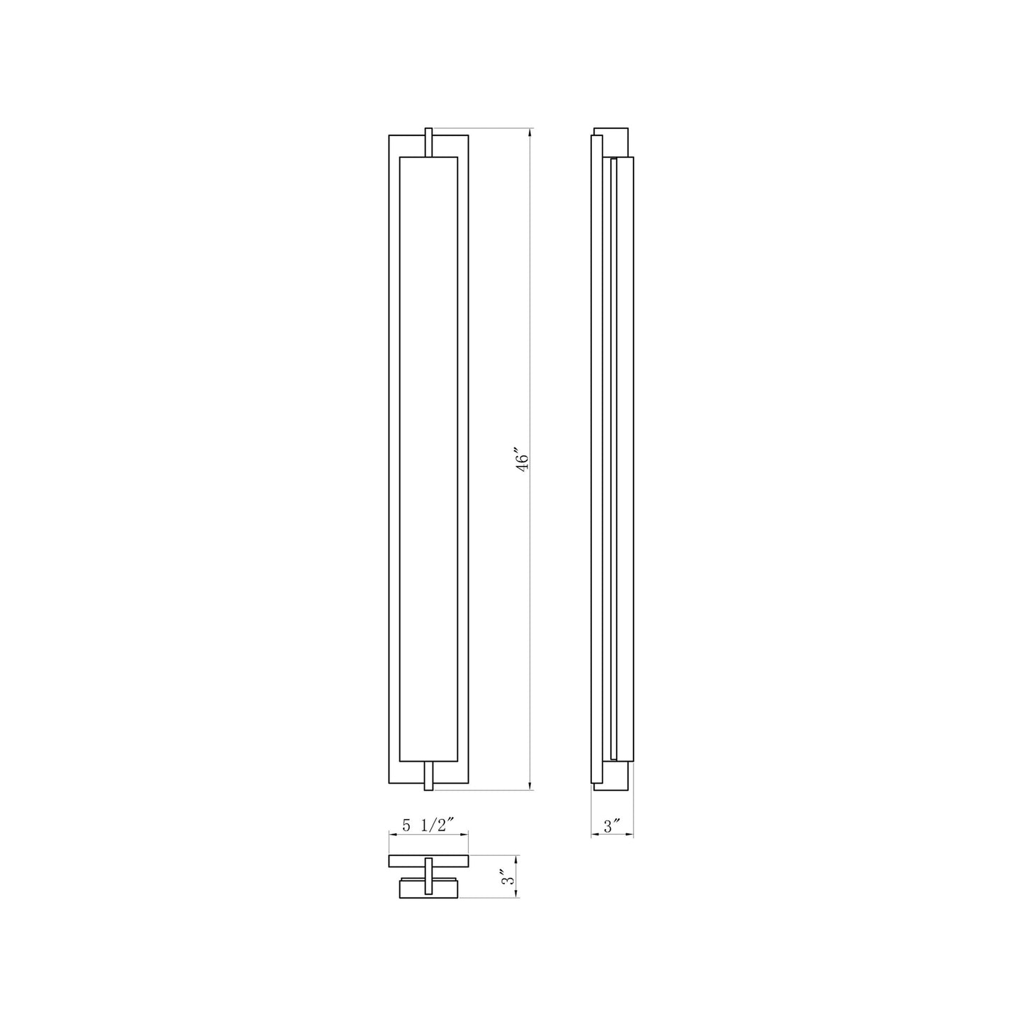 Tribek Outdoor LED Wall Light - line drawing.