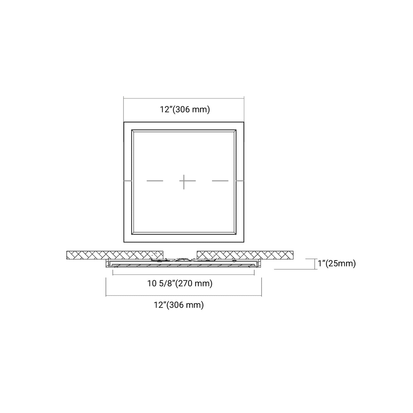 Troy LED Flush Mount Ceiling Light - line drawing.