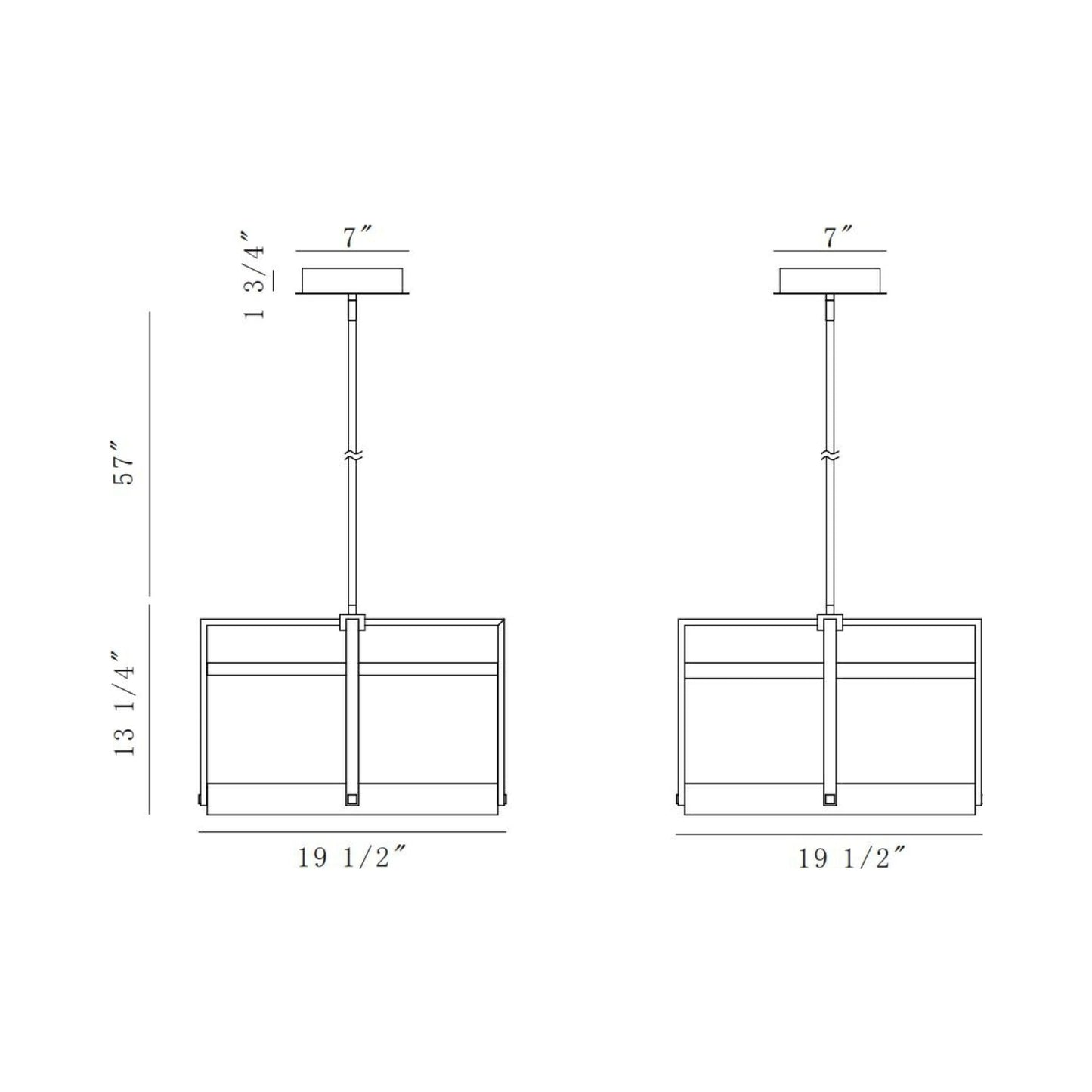 Tye LED Pendant Light - line drawing.