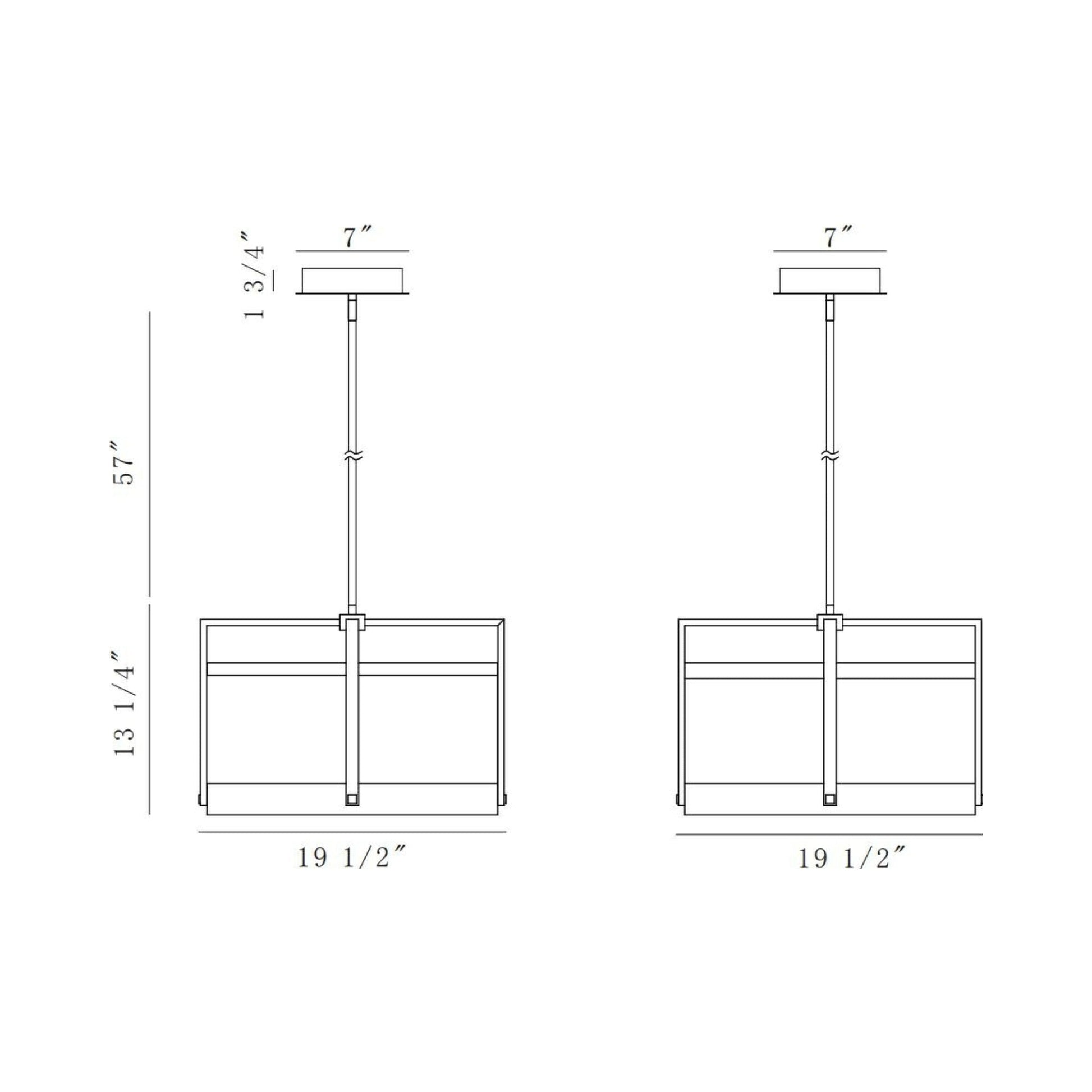 Tye LED Pendant Light - line drawing.