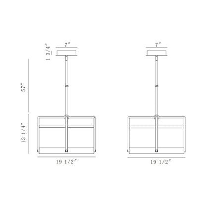 Tye LED Pendant Light - line drawing.
