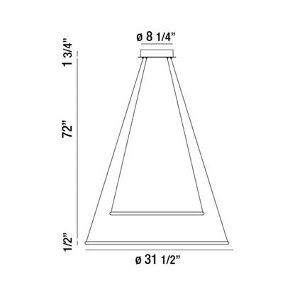 Valley LED Pendant Light - line drawing.