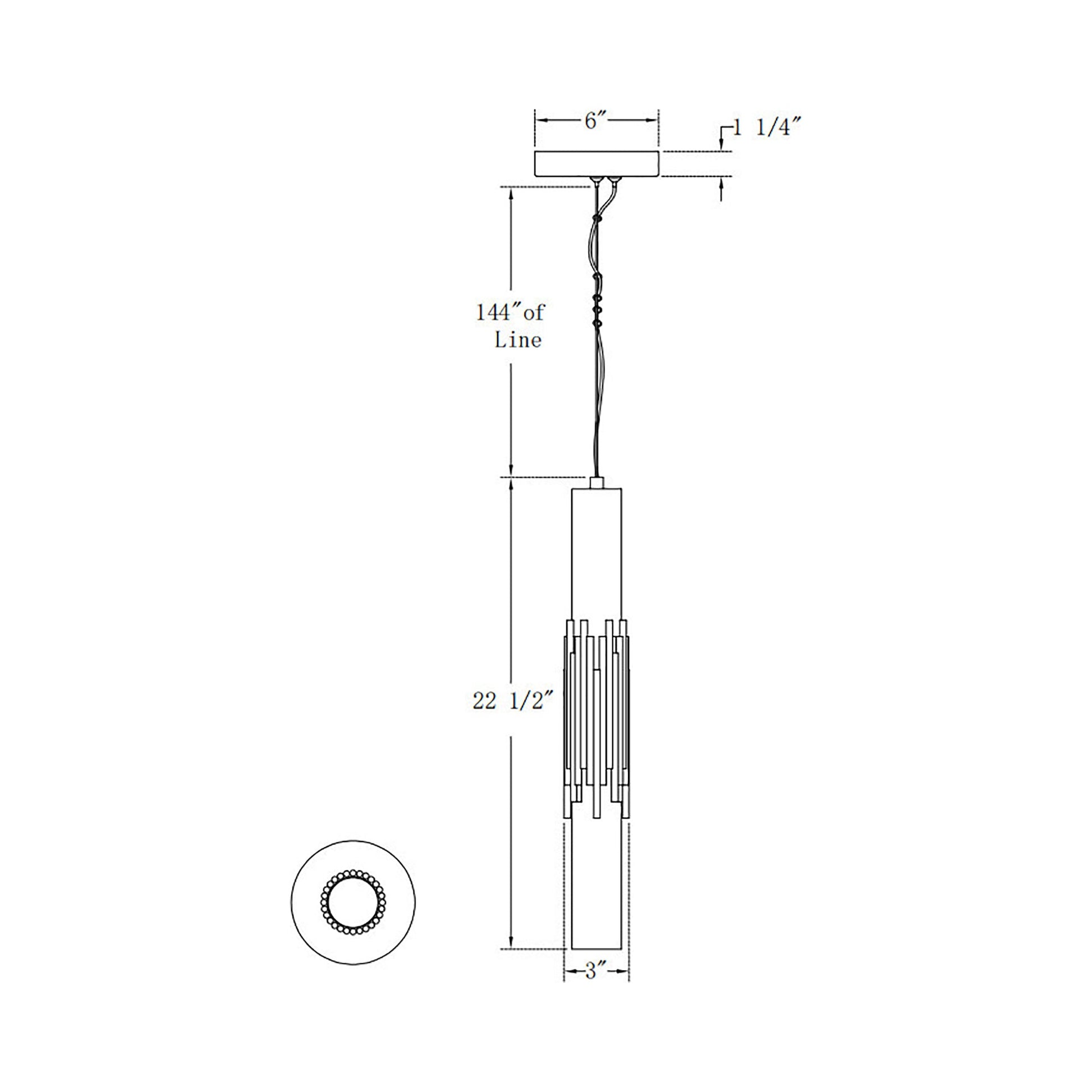 Venna LED Pendant Light - line drawing.