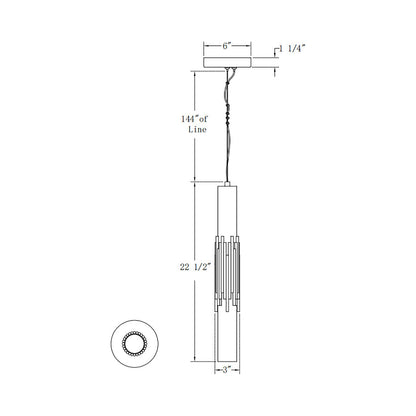 Venna LED Pendant Light - line drawing.
