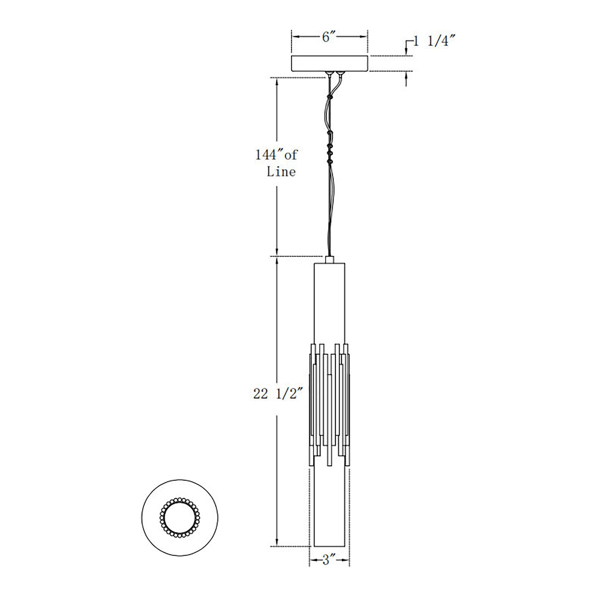 Venna LED Pendant Light - line drawing.