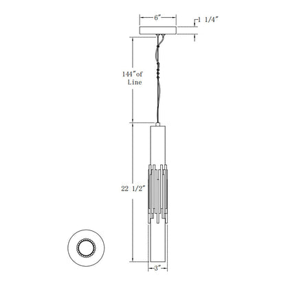 Venna LED Pendant Light - line drawing.