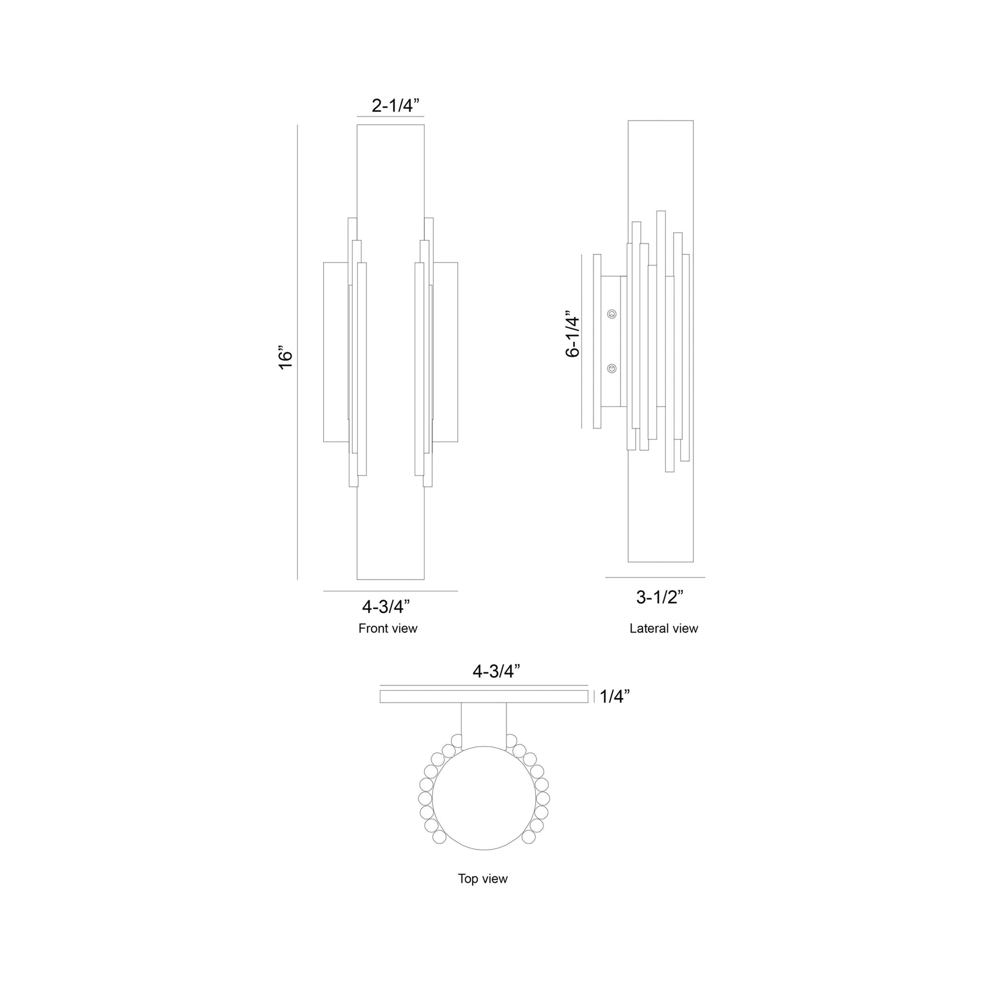 Venna LED Wall Light - line drawing.
