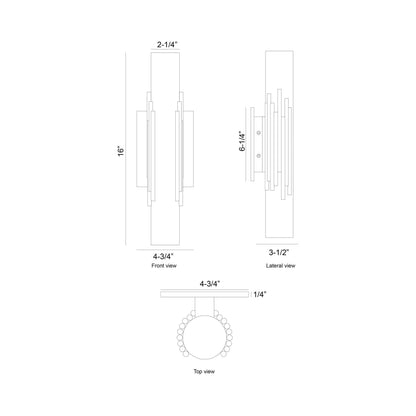 Venna Outdoor LED Wall Light - line drawing.