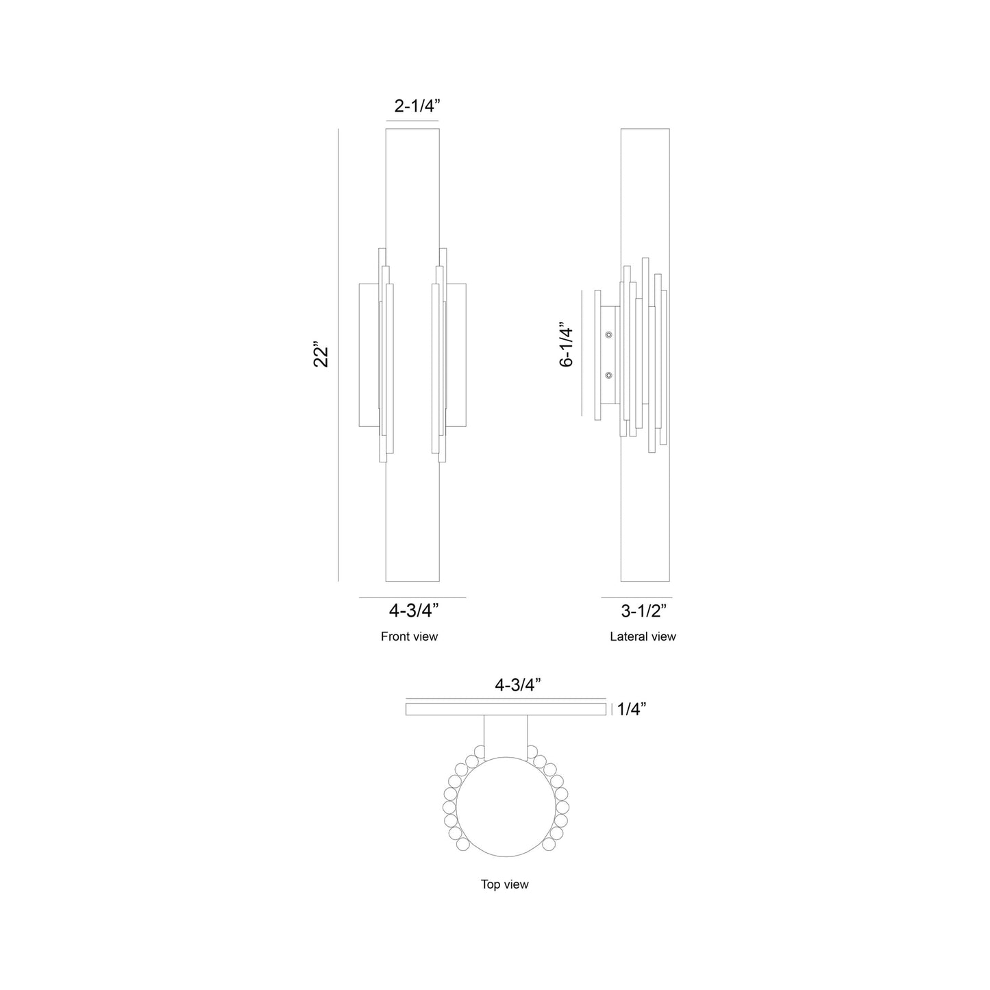 Venna Outdoor LED Wall Light - line drawing.