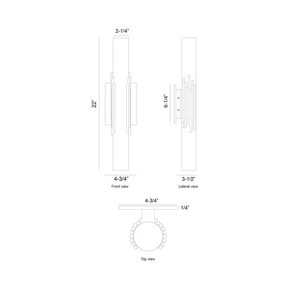 Venna Outdoor LED Wall Light - line drawing.