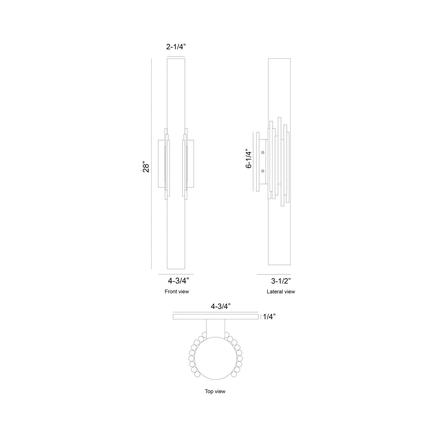 Venna Outdoor LED Wall Light - line drawing.