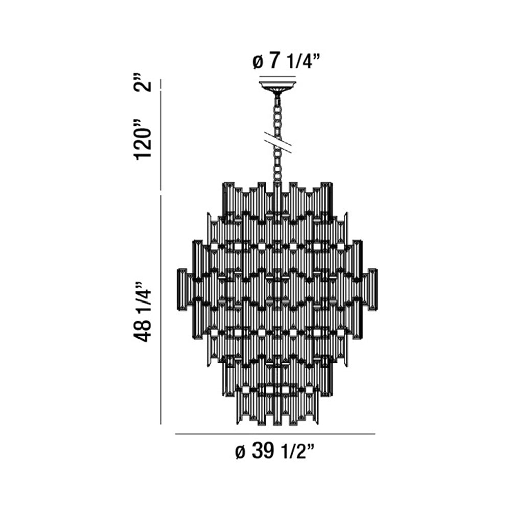 Vienna Multi Light Chandelier - line drawing.