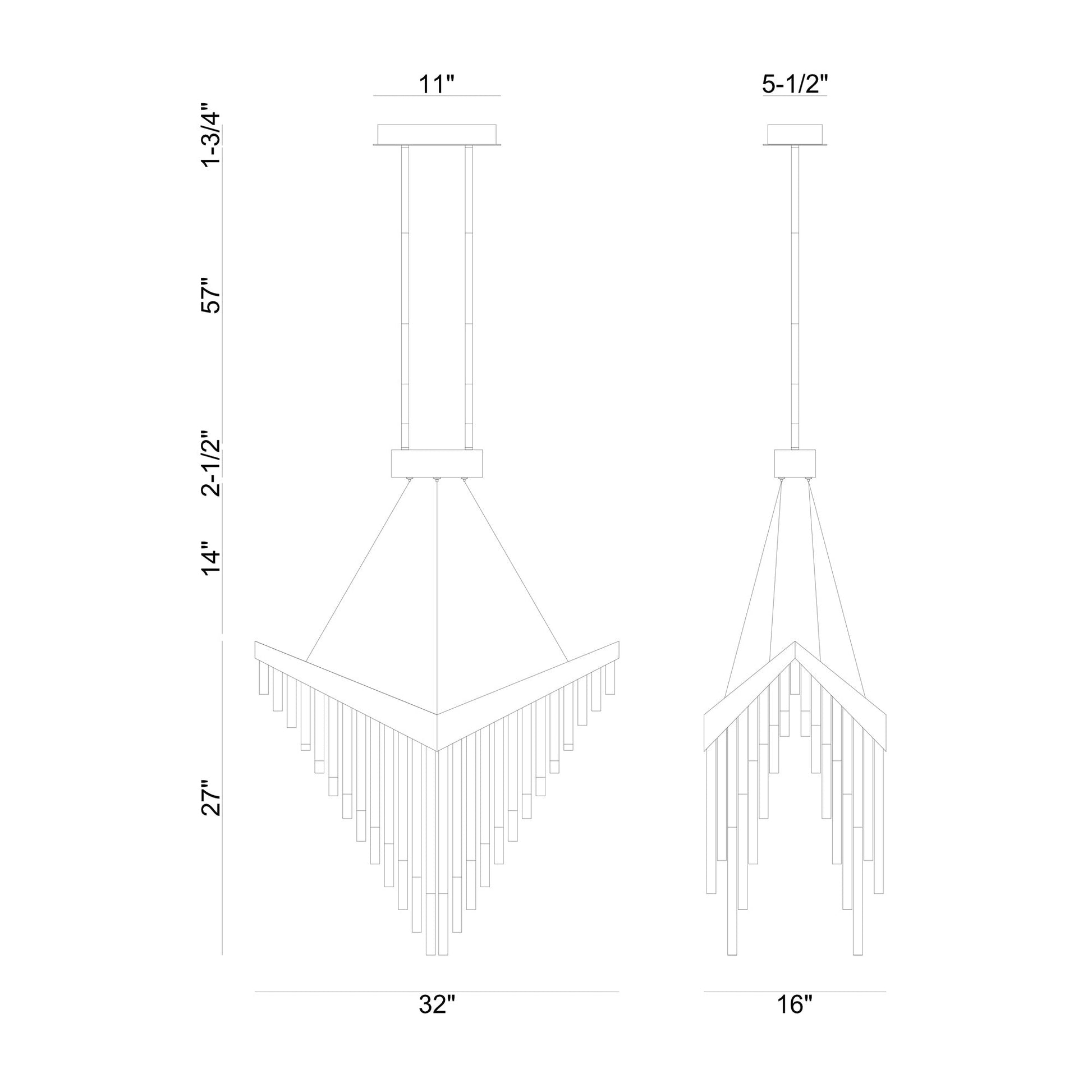 Vivien LED Chandelier - line drawing.
