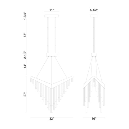 Vivien LED Chandelier - line drawing.
