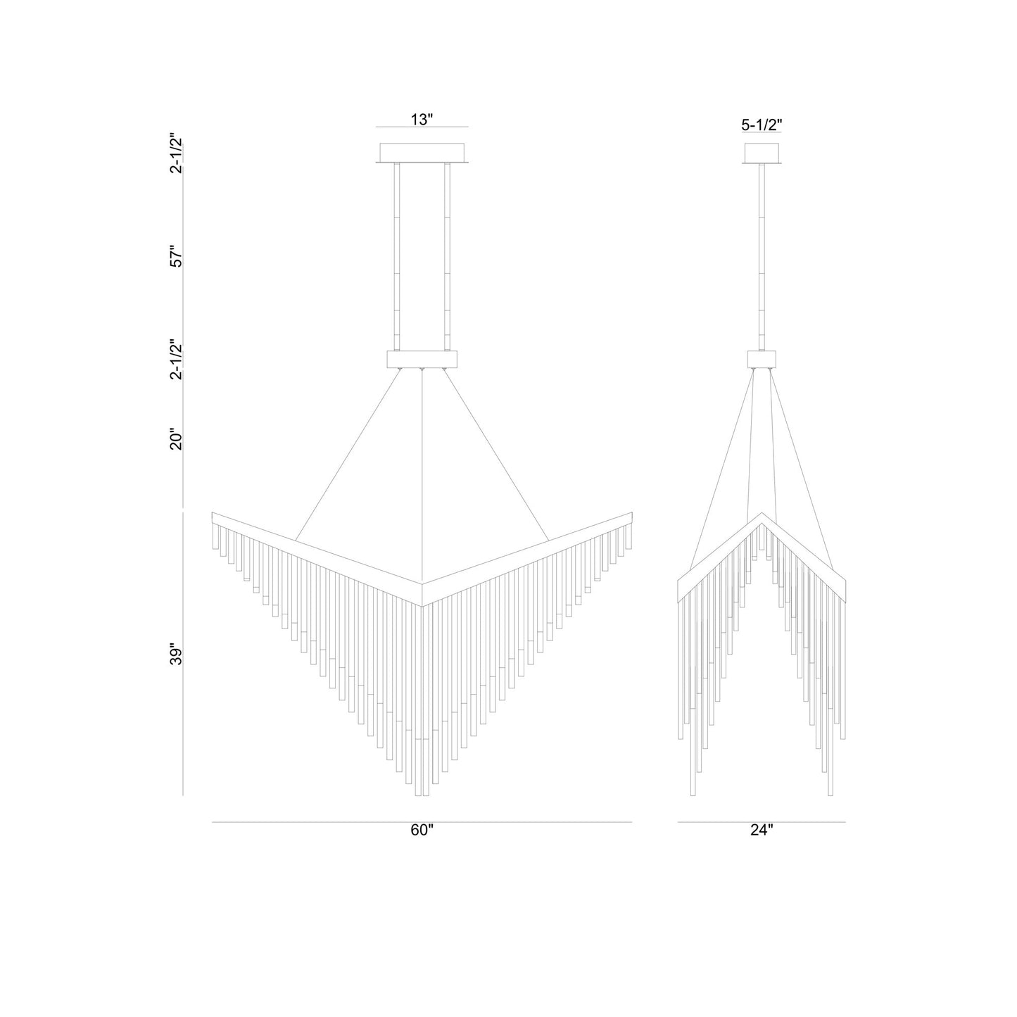 Vivien LED Chandelier - line drawing.