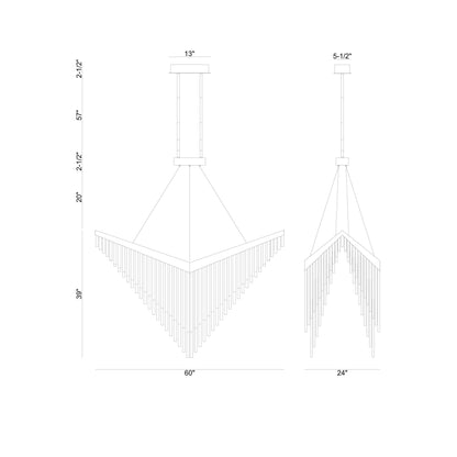 Vivien LED Chandelier - line drawing.